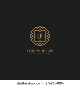 Creative initial letter LP logo icon vector design. Luxury jewelry frame gem edge logotype. Print monogram initials stamp sign symbol.