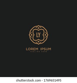 Creative initial letter LY logo icon vector design. Luxury jewelry frame gem edge logotype. Print monogram initials stamp sign symbol.