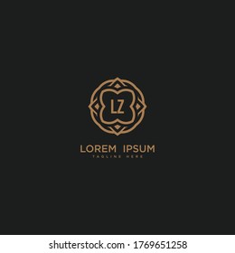 Creative initial letter LZ logo icon vector design. Luxury jewelry frame gem edge logotype. Print monogram initials stamp sign symbol.