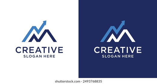 Creative initial letter M with arrow logo design idea template abstract