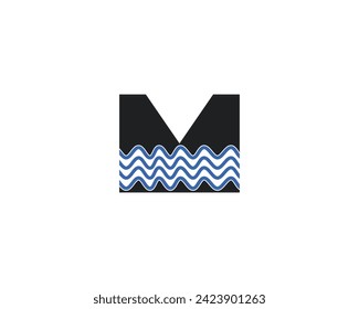 creative initial letter M wave logo vector