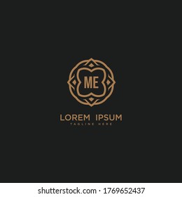Creative initial letter ME logo icon vector design. Luxury jewelry frame gem edge logotype. Print monogram initials stamp sign symbol.