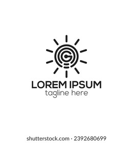 Creativo Letra inicial logotipo de bombilla G minimalista, diseño de icono de lámpara elementos de plantilla vectores