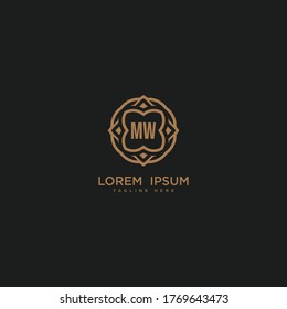 Creative initial letter MW logo icon vector design. Luxury jewelry frame gem edge logotype. Print monogram initials stamp sign symbol.