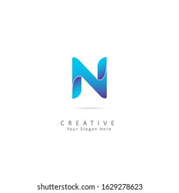 Creative Initial Letter N Logo. Design Vector Origami Logo Template. Funny Entertainment Active Sport Technology areas Typeface. Colorful rounded Letters
