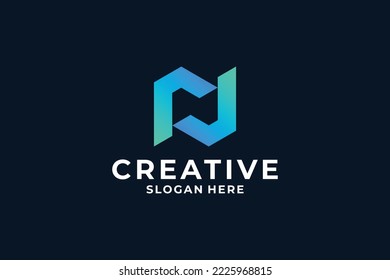 Creative initial letter N logo design with smart combine.