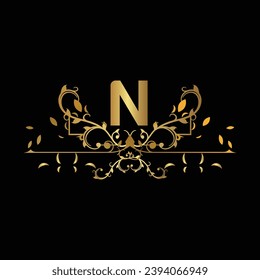 Creative Initial letter N logo design with modern business vector template. Creative isolated N monogram logo design with golden color