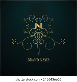 Creative Initial letter n logo design with modern business vector template. Creative isolated n monogram logo design with new latter logo golden color
