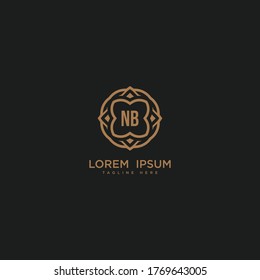 Creative initial letter NB logo icon vector design. Luxury jewelry frame gem edge logotype. Print monogram initials stamp sign symbol.