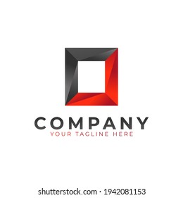 Creative Initial Letter O Logo Design. Schwarz und roter geometrischer Pfeil Form Low-Poly-Stil. Für Unternehmens- und Branding-Logos geeignet. Flaches Vectorlogo-Designideen-Element für Vorlagen. EPS10-Vektorgrafik