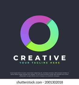 Creative Initial Letter O Logo. Green and Purple Geometric Shape. Usable for Business and Branding Logos. Flat Vector Logo Design Template Element.