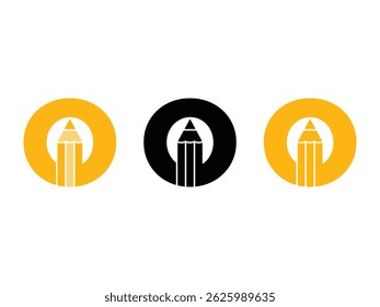 creative initial letter O pencil symbol icon design vector isolated transparent background
