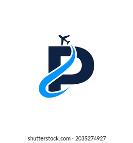 Creative Initial Letter P Air Travel Logo Design Template. Eps10 Vector