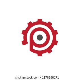 creative initial letter P with gear logo concept