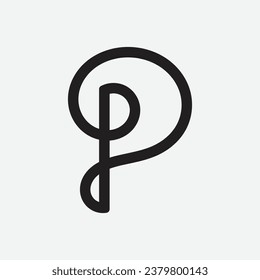 creative initial letter P with line style logo design