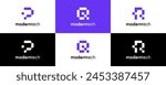 creative initial letter P, Q, R logo templates. icons for business technology