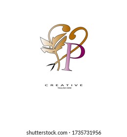 creative initial Letter P with symbol love luxury beauty Monogram color logotype vector. Letter Logo Design.
