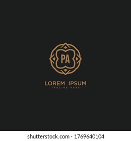 Creative initial letter PA logo icon vector design. Luxury jewelry frame gem edge logotype. Print monogram initials stamp sign symbol.