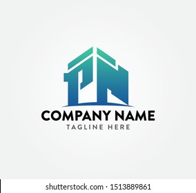 Creative Initial letter PN logo design in a park (outdoor). Simple and modern letter concept Illustration for company