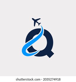 Creative Initial Letter Q Air Travel Logo Design Template. Eps10 Vector