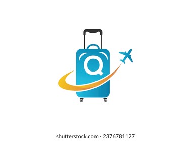 Creative Initial Letter Q Air Travel Logo Design Template.