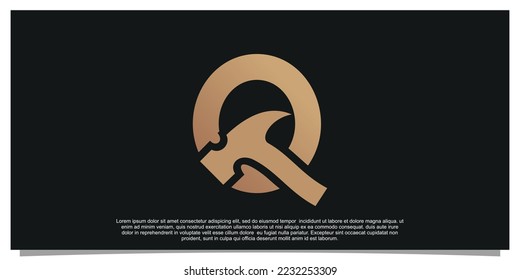 Creative initial letter Q with hammer logo design unique concept Premium Vector