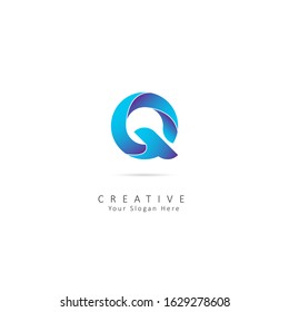 Creative Initial Letter Q Logo. Design Vector Origami Logo Template. Funny Entertainment Active Sport Technology areas Typeface. Colorful rounded Letters