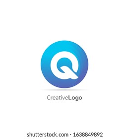 Creative Initial Letter Q Logo With Circle, Design Vector Circle Logo Template
