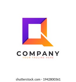 Creative Initial Letter Q Logo Modern and Elegant. Purple and Orange Geometric Shape Arrow Style. Usable for Business and Branding Logos. Flat Vector Logo Design Ideas Template Element. Eps10 Vector