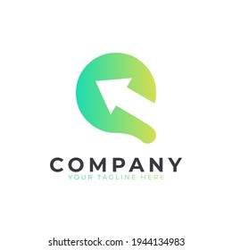 Creative Initial Letter Q Logo Arrow. Yellow and Green Shape with Negative Space Arrow inside. Usable for Business and Branding Logos. Flat Vector Logo Design Ideas Template Element. Eps10 Vector