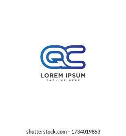 Creative initial letter QC CQ logo icon design template elements 