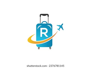 Creative Initial Letter R Air Travel Logo Design Template.