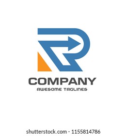 creative initial letter R with arrow logo vector
