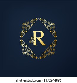 Creative initial letter R feminine floral logo vector template logo design