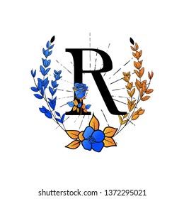 Creative initial letter R  flower feminine logo vector template logo design