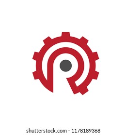 creative initial letter R with gear logo concept