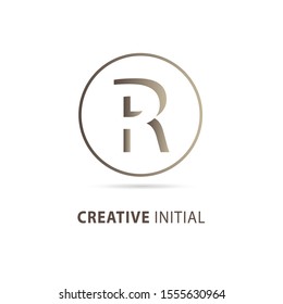 Creative initial letter r logo with shadow concept