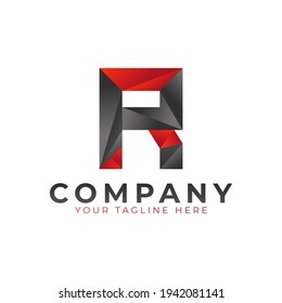 Diseño creativo del logotipo de la letra inicial R. Forma de flecha geométrica negra y roja de bajo estilo de póliza. Usable para logotipos de empresas y marcas. Elemento de plantilla Ideas de diseño de logotipo de vectores planos. Vector Eps10