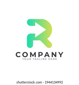 Creative Initial Letter R Logo Arrow. Yellow and Green Shape with Negative Space Arrow inside. Usable for Business and Branding Logos. Flat Vector Logo Design Ideas Template Element. Eps10 Vector