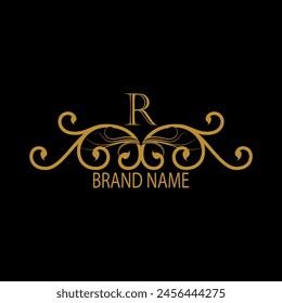 Creative Initial letter r logo design with modern business vector template. Creative isolated r monogram logo design with new latter logo golden color
