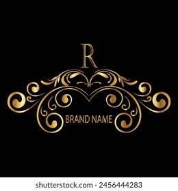 Diseño creativo del logotipo de la letra r inicial con la Plantilla moderna del Vector del negocio. Diseño de logotipo aislado creativo r monograma con nuevo logotipo de este último color dorado
