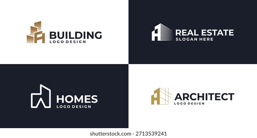 creative initial letter A real estate logo symbol, building logo design vector