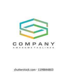 creative initial Letter S color hexagonal vector shape  logotype template