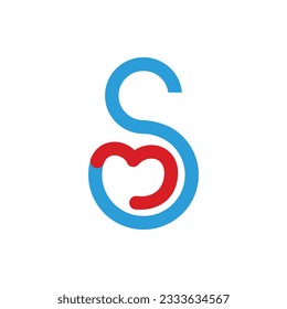Creative initial letter S and heart symbol logo vector. Initial letter S with heart symbol shape template design