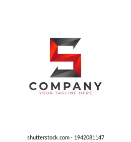 Creative Initial Letter S Logo Design. Black and Red Geometric Arrow Shape Low Poly Style. Usable for Business and Branding Logos. Flat Vector Logo Design Ideas Template Element. Eps10 Vector