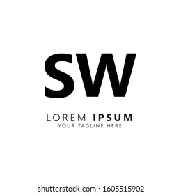 Creative initial letter sw uppercase modern logo design template elements. Black letter Isolated on white background. Suitable for business, consulting company.