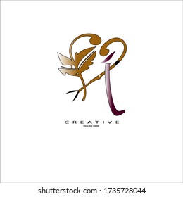creativa letra inicial I con símbolo amor belleza de lujo Monograma tipo de logotipo vectorial de color. Diseño del logotipo de la carta.