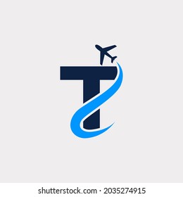 Creative Initial Letter T Air Travel Logo Design Template. Eps10 Vector