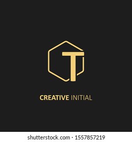 Creative initial letter t logo design vector dark concept template element