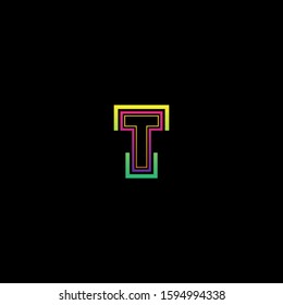 Creative initial letter T Logo. alphabet neon color style